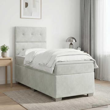 vidaXL Boxspringbed met matras met hoofdeinde Lichtgrijs, Verzenden, Nieuw, Stof