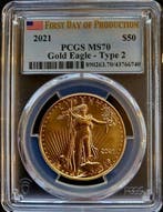 Gouden American Eagle 1 oz 2021 Type-II PCGS MS70, Postzegels en Munten, Verzenden, Midden-Amerika, Losse munt, Goud