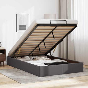 vidaXL Bedframe zonder matras 120x190 cm kunstleer grijs, Overige materialen, Verzenden, Nieuw, 190 cm of minder