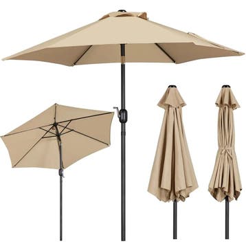 2dekans | Yaheetech Parasol 222,5 cm – Lichtbruin –, Ophalen of Verzenden, Zo goed als nieuw