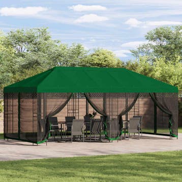 vidaXL Paviljoen met zijwanden 6 x 3 m Groen Polyester en, Tuin en Terras, Partytenten, Verzenden, Nieuw