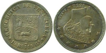 Venezuela 1858 0,5 Real vorzueglich/stempelglanz Patina Rar, Verzenden
