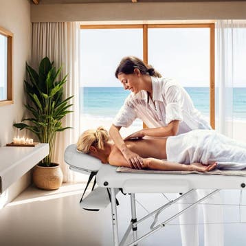 3 zones massagetafel met 5cm vulling en aluminiumframe - wit, Verzenden, Nieuw