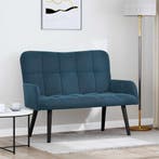 vidaXL Twee Persoons Sofa Blauw 115 x 61 x 87 cm Fluweel, Huis en Inrichting, Verzenden, Nieuw, Stof, Minder dan 150 cm