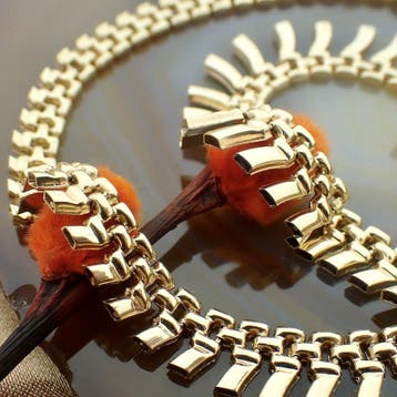 Gouden fantasie schakelcollier (Ketting), Ophalen of Verzenden, Gebruikt, Goud, Goud