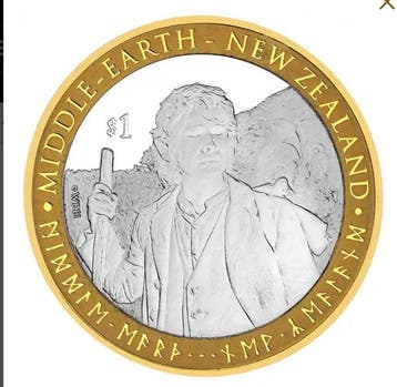 Nieuw-Zeeland. 1 Dollar 2012 The Hobbit 1oz Gilded Proof mit
