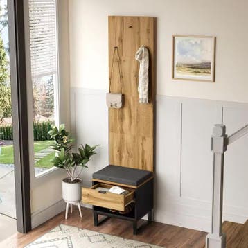 Halmeubel met Kast en Schoenenbank – Houtlook Zwart 210 cm, Verzenden, Nieuw