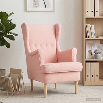 vidaXL Fauteuil Roze Bouclé, Huis en Inrichting, Fauteuils, Verzenden, Nieuw