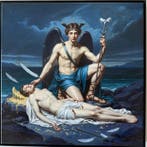 Le Yack - Fall of Icarus - With black frame - unique artwork, Antiek en Kunst