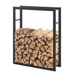 [en.casa] Brandhout rek houtopslag Täby zwart 80x25x100 cm, Tuin en Terras, Haardhout, Verzenden