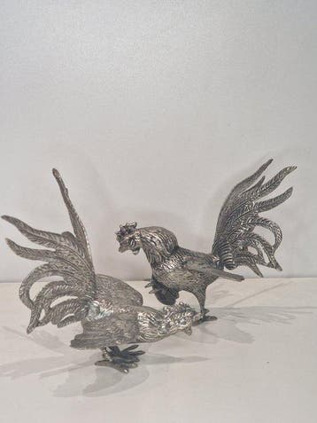 Beeldje - Pair of rooster figurines (2) - Metaal
