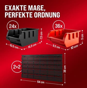 Gereedschapswand Set van 2 Zwart/Rood met elk 30 Stapeldozen, Verzenden, Nieuw