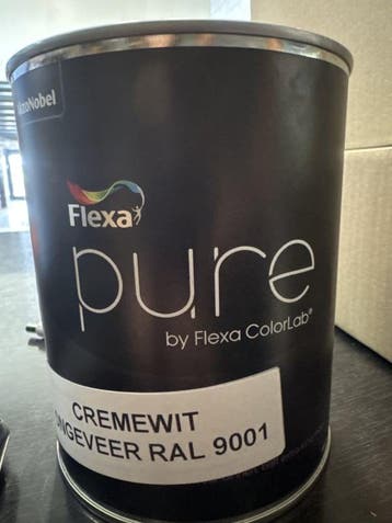 Flexa Pure muurverf zijdemat - CREMEWIT ongeveer RAL 9001..., Beige, Nieuw, Ophalen of Verzenden, Verf