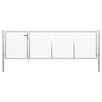 vidaXL Tuinpoort staal 350x75 cm zilver, Verzenden, Nieuw