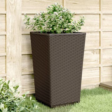 vidaXL Plantenbakken 2 st 32,5x32,5x57 cm polypropeen bruin, Tuin en Terras, Verzenden, Nieuw, 30 tot 60 cm