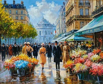 Wilma Lucas (1936) - Paris, promenade fleurie, Antiek en Kunst