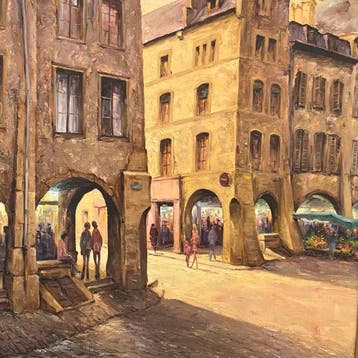 Henri Karkowski (1913-1995) - Vieille ville aux arcades, Antiek en Kunst