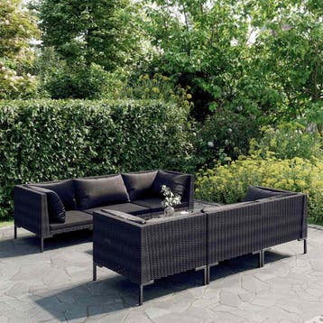 vidaXL 7-delige Loungeset met kussens poly rattan, Verzenden, Nieuw, Loungeset
