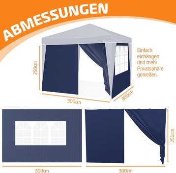 KESSER® Zijwand voor paviljoen - 3x3m - Blauw, Tuin en Terras, Partytenten, Verzenden, Zo goed als nieuw