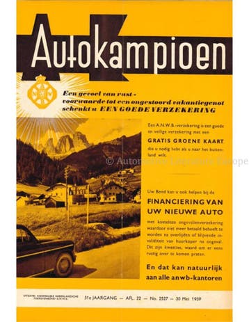 1959 AUTOKAMPIOEN MAGAZINE 22 NEDERLANDS, Nieuw, Author