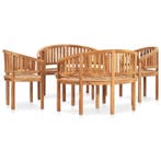 vidaXL 5-delige Loungeset banaanvormig massief teakhout, Verzenden, Nieuw, Teakhout, Loungeset