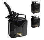 Metalen jerrycan 5 liter Zwart , Set van 3 met schenktuit, Verzenden, Nieuw