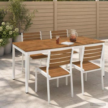 vidaXL Tuindiner tafel Natuurlijk en Wit 180 x 88,5 x 75 cm, Verzenden, Nieuw