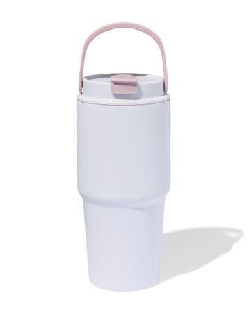 HEMA Drinkbeker met rietje 600ml rvs lavendel, Verzenden, Nieuw