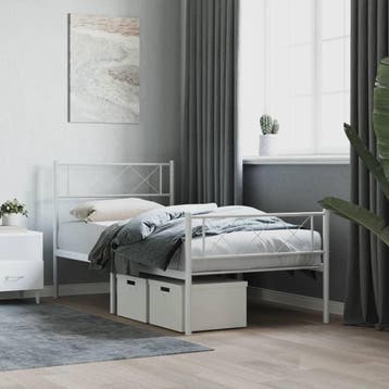 vidaXL Bedframe met hoofd- en voeteneinde metaal wit 80x200, Huis en Inrichting, Slaapkamer | Bedden, Eenpersoons, Verzenden, Wit