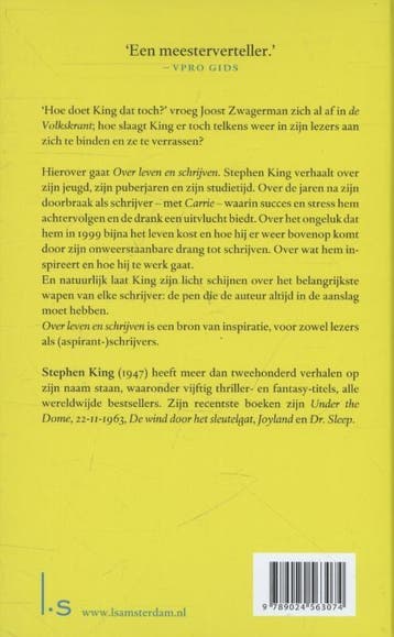 Over leven en schrijven 9789024563074 Stephen King, Verzenden, Zo goed als nieuw, Stephen King