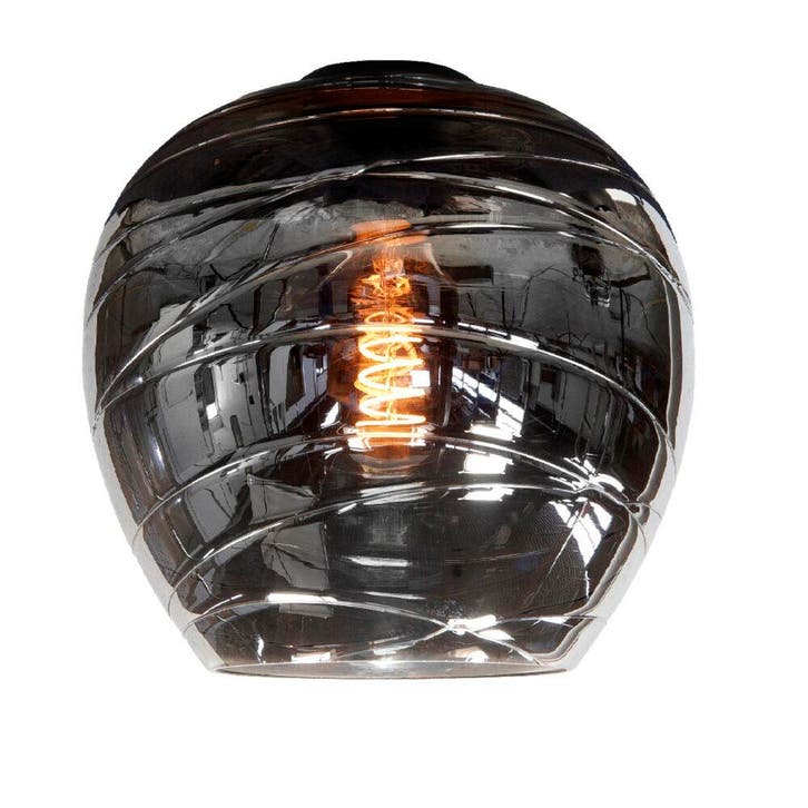 Highlight | Glazen lampenkap 26cm | Smoked | Apple, Huis en Inrichting, Lampen | Lampenkappen, 50 cm of meer, Rond, Zwart, Nieuw