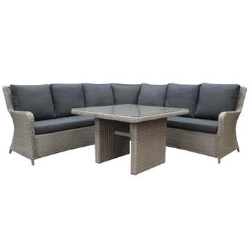 Bilbao hoek dining loungeset 4-delig grijs, Tuin en Terras, Ophalen of Verzenden, Nieuw, Wicker