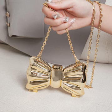 Luxe Strik Handtas van Metaal met Ketting - Speelse Crossbod, Verzenden, Nieuw