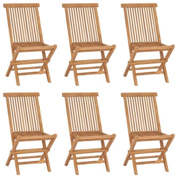 vidaXL Tuinstoelen 6 st inklapbaar massief teakhout, Tuin en Terras, Tuinstoelen, Verzenden, Nieuw, Teakhout
