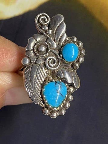 Vintage Navajo 925 sterlingzilver Natuurlijke Kingman