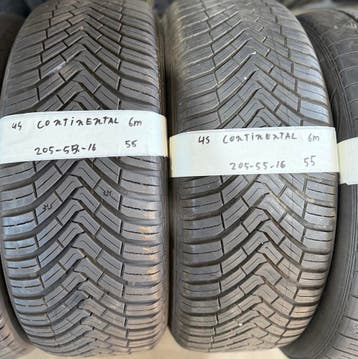 2x 205-55-16 Continental AllSeason 2x 6mm €55 PST 205 55 16, Ophalen, Gebruikt, 16 inch, 205 mm