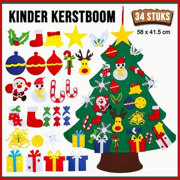Kinder Kerstboom 34 Onderdelen Vilt Klittenband 58 cm, Verzenden, Nieuw