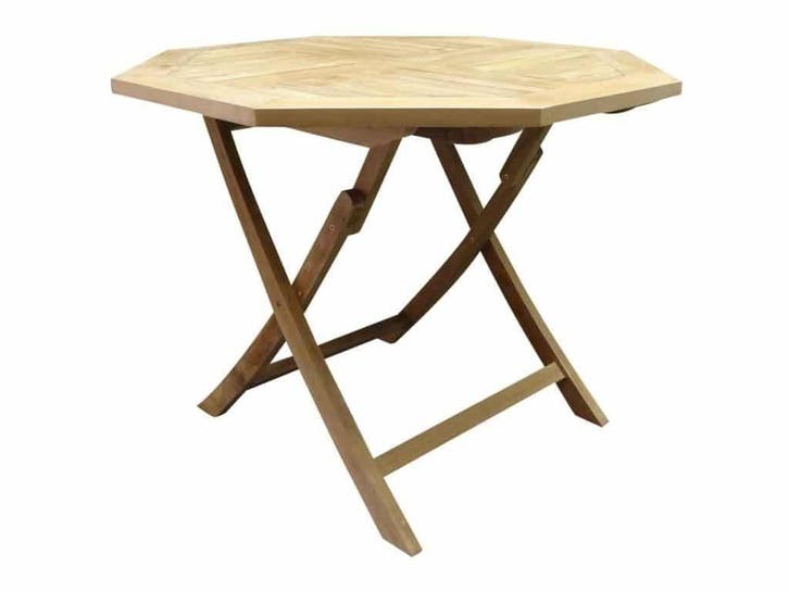 Klaptafel 100 cm achtkantig teak, Tuin en Terras, Tuintafels, Nieuw, Teakhout, Ophalen of Verzenden