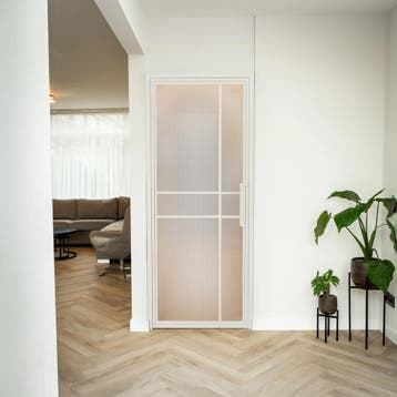 Stalen Binnendeur - Wit - 6 Vlaks - Kanaalglas - Luxe design, Minder dan 80 cm, Binnendeur, Nieuw, Metaal