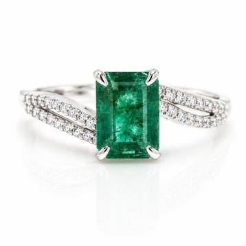 Zonder minimumprijs - Ring Platina - 1.48ct. tw. Smaragd -, Nieuw