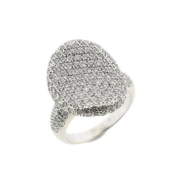 Witgouden pavéring met diamanten; Ca 0,90 ct., Gebruikt, Ophalen of Verzenden, Kleiner dan 17, Met edelsteen