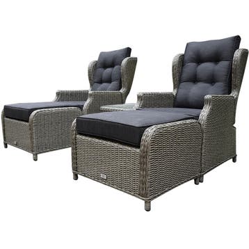 Toscane XL lounge balkonset verstelbaar 5-delig grijs, Tuin en Terras, Ophalen of Verzenden, Nieuw, Wicker