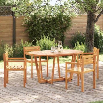 vidaXL 5-delige tuinset van massief acaciahout, Verzenden, Nieuw, Hardhout, Tuinset