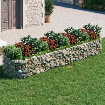 vidaXL Gabion plantenbak verhoogd 400x100x50 cm, 100 cm of meer, Verzenden, Nieuw, Metaal