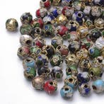 5 x Handgemaakte cloisonné kralen rond mix kleuren ca. 6..., Ophalen of Verzenden, Nieuw, Kraal