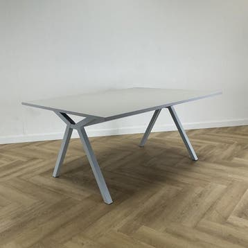 vergadertafel - kantinetafel , 160x120 cm, licht grijs, Ophalen of Verzenden, Gebruikt, Bureau