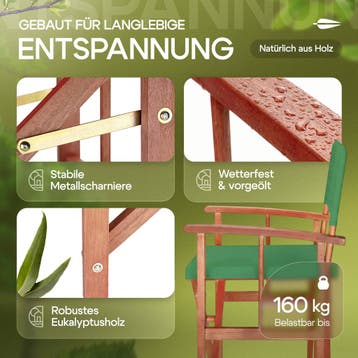 Regisseursstoel Groen eucalyptushout FSC®-gecertificeerd..., Tuin en Terras, Tuinstoelen, Verzenden, Nieuw