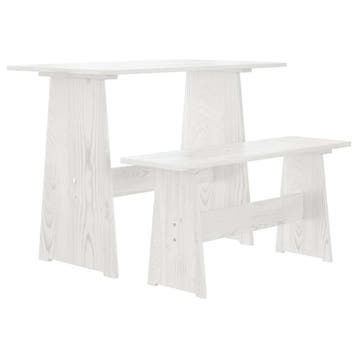 vidaXL Eettafel met bankje REINE massief grenenhout wit, Huis en Inrichting, Verzenden, Nieuw