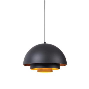 Moderne hanglamp zwart met gouden binnenkant - Loes, Verzenden, Nieuw, Modern