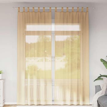 vidaXL Voile gordijnen met lussen 2 st 140x260 cm zand, Verzenden, Nieuw, Bruin